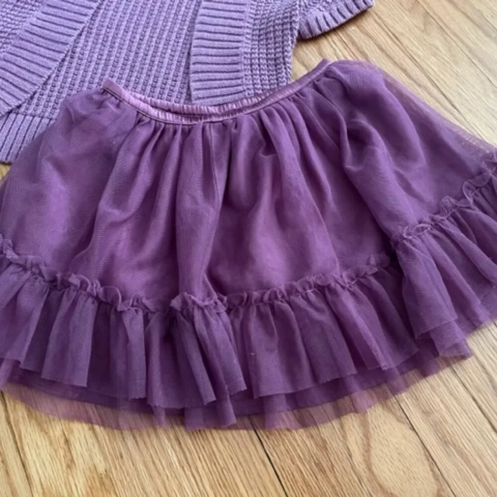GAP KIDS lavender sparkle cardigan + tulle ruffle skirt, 5T